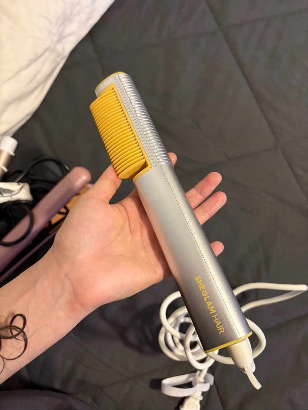 Shenglan Hair Silver & Yellow Heated Straightening Brush